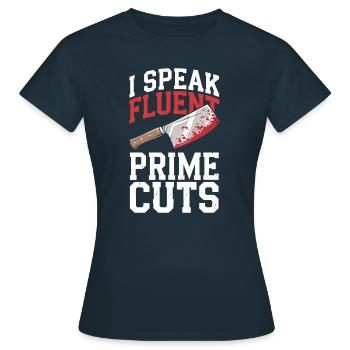 Fleischer Metzger Schlachter - Frauen T-Shirt - Navy - Vorne - AI Model Female 172 dark (172cm)