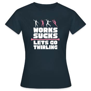 Bâton tournant de tige virevoltant - T-shirt Femme - marine - Devant - AI Model Female 172 dark (172cm)