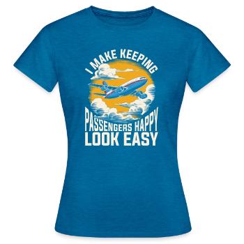 Flight Attendant Stewardess - Women's T-Shirt - antique blue sapphire heather - Front - AI Model Female 172 dark (172cm)