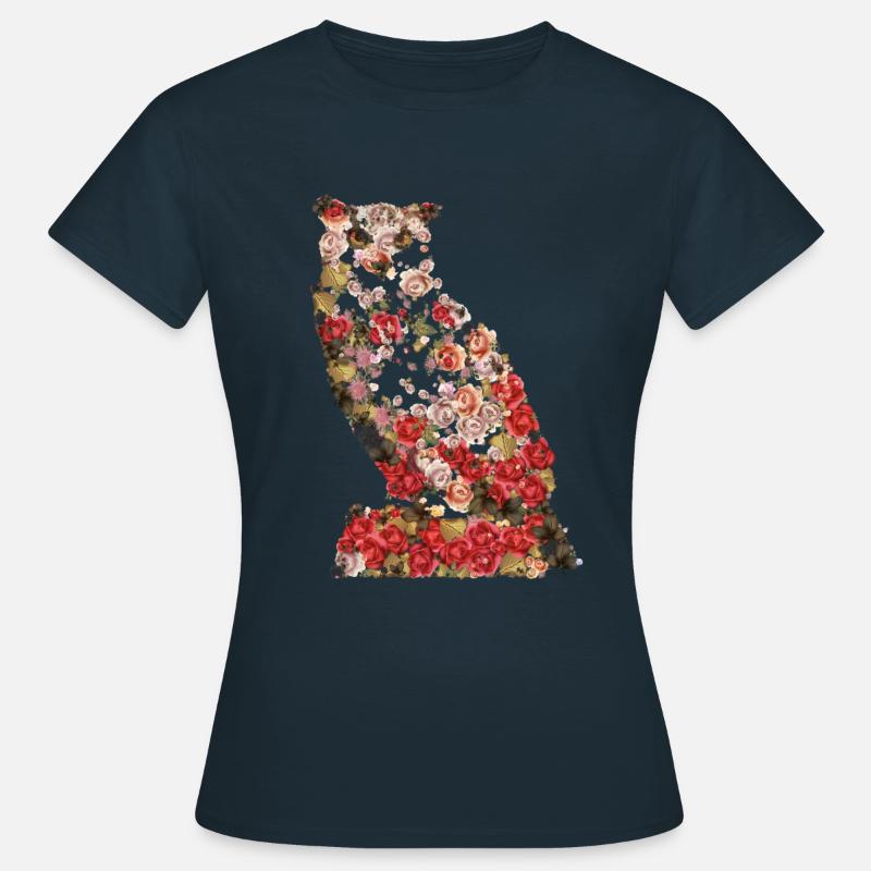 Portrait der großen Vintage Eule. Eule, Eule - Frauen T-Shirt - Navy
