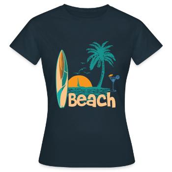 Beach - Frauen T-Shirt - Navy - Vorne - AI Model Female 172 dark (172cm)