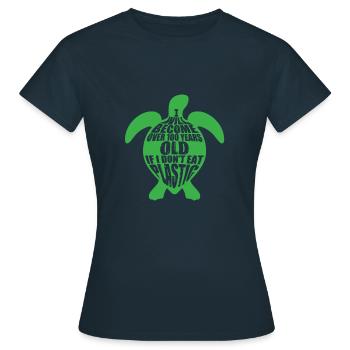 Le plastique tue les tortues - Le plastique tue les tortues - T-shirt Femme - marine - Devant - AI Model Female 172 dark (172cm)
