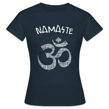Yoga, Om, Namaste - Frauen T-Shirt - Navy - Vorne - AI Model Female 172 dark (172cm)