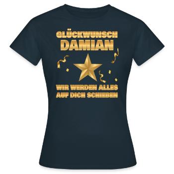 Kollege Damian - Frauen T-Shirt - Navy - Vorne - AI Model Female 172 dark (172cm)