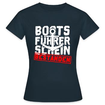 Boat driver certificate gift passed to the exam - Women's T-Shirt - navy - Front - AI Model Female 172 dark (172cm)