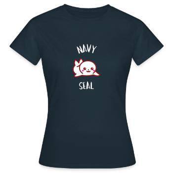 Petit Sceau - Manga Kawaii Seal - T-shirt Femme - marine - Devant - AI Model Female 172 dark (172cm)