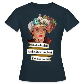 Vintage Flower Goethe Girl - T-shirt Femme - marine - Devant - AI Model Female 172 dark (172cm)