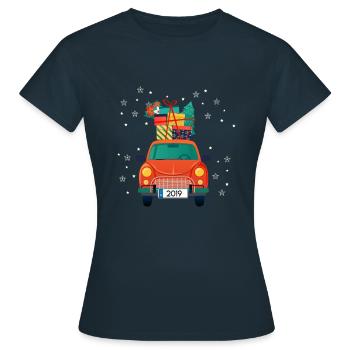 Weihnachten Auto mit 2019 Kennzeichen - Frauen T-Shirt - Navy - Vorne - AI Model Female 172 dark (172cm)