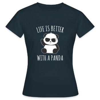 La vie est meilleure avec un ours Panda Bamboo Bear Panda Bear - T-shirt Femme - marine - Devant - AI Model Female 172 dark (172cm)