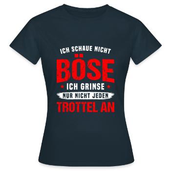 Böser Blick Unfreundlicher Blick Grimmig Böse - Frauen T-Shirt - Navy - Vorne - AI Model Female 172 dark (172cm)