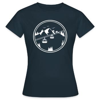 Cable car gondola with mountains for cable car operators - Women's T-Shirt - navy - Front - AI Model Female 172 dark (172cm)