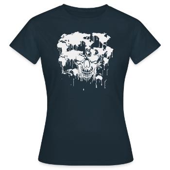Le crâne. Monde. La pollution. - T-shirt Femme - marine - Devant - AI Model Female 172 dark (172cm)