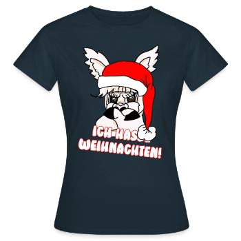 Comicstyle Alpakamotiv - Weihnachten ohne mich - Frauen T-Shirt - Navy - Vorne - AI Model Female 172 dark (172cm)