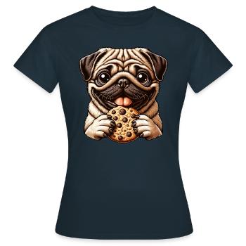Drôle Carlin, Biscuits, Dessert, Dessert - T-shirt Femme - marine - Devant - AI Model Female 172 dark (172cm)