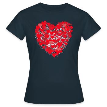 Herz, rote Herzen, rot, liebe - Frauen T-Shirt - Navy - Vorne - AI Model Female 172 dark (172cm)