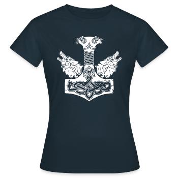 THOR HAMMER - Frauen T-Shirt - Navy - Vorne - AI Model Female 172 dark (172cm)