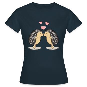 Süße küssende Igel - Frauen T-Shirt - Navy - Vorne - AI Model Female 172 dark (172cm)