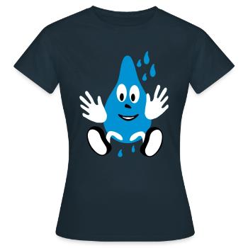 lachender Regentropfen - Frauen T-Shirt - Navy - Vorne - AI Model Female 172 dark (172cm)