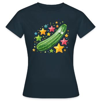 Cucumber, Stars, Sleep, Sleeping Cucumber, Sleeping - Women's T-Shirt - navy - Front - AI Model Female 172 dark (172cm)