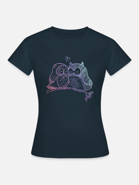 Verliebte Eulen - Frauen T-Shirt - Navy