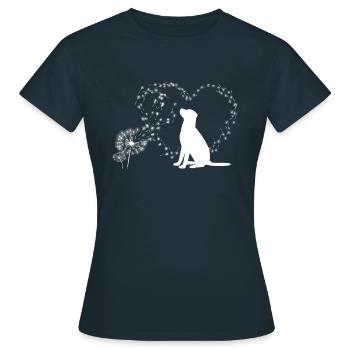 Dog with dandelion dandelion heart - Women's T-Shirt - navy - Front - AI Model Female 172 dark (172cm)