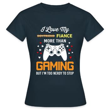 Ich liebe meinen nicht Freund, sondern Verlobter - Frauen T-Shirt - Navy - Vorne - AI Model Female 172 dark (172cm)