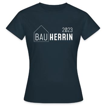 Bauherrin 2023 // mit Haus // hell - Frauen T-Shirt - Navy - Vorne - AI Model Female 172 dark (172cm)