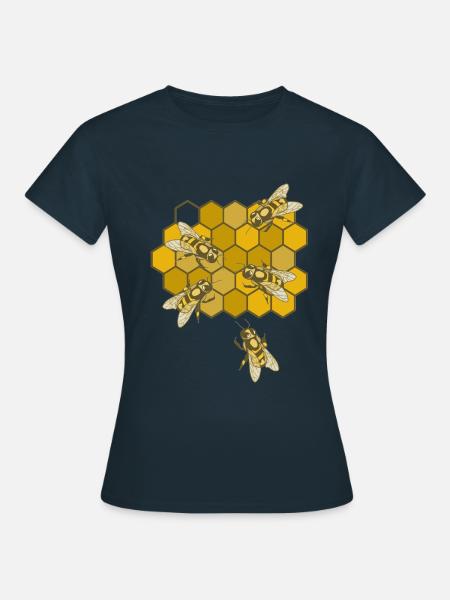 Bienen auf Wabe - Frauen T-Shirt - Navy