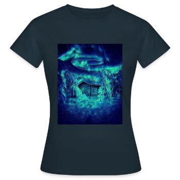 Cabane dans la forêt, Finlande - T-shirt Femme - marine - Devant - AI Model Female 172 dark (172cm)