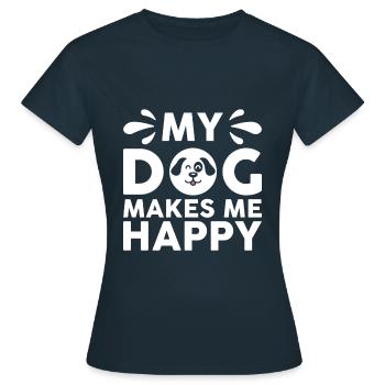 My dog makes me happy - Frauen T-Shirt - Navy - Vorne - AI Model Female 172 dark (172cm)