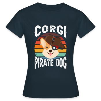 Corgi Pirate Dog - Frauen T-Shirt - Navy - Vorne - AI Model Female 172 dark (172cm)