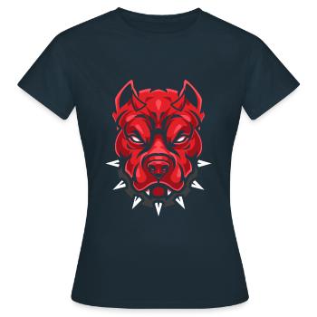 Teufel Pitbull-Hund - Frauen T-Shirt - Navy - Vorne - AI Model Female 172 dark (172cm)