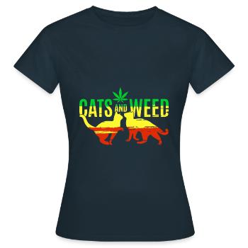 Katzen Und Unkraut - Frauen T-Shirt - Navy - Vorne - AI Model Female 172 dark (172cm)