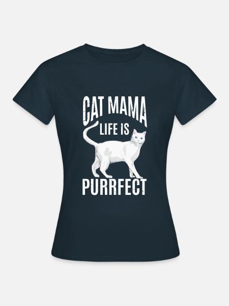 Das Leben Der Katzenmama Ist Purrfect - Frauen T-Shirt - Navy