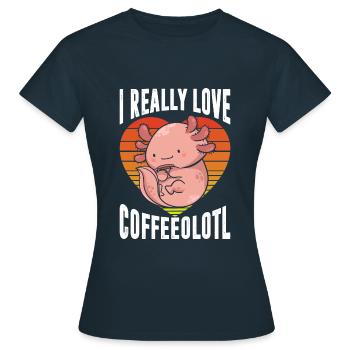 J’aime beaucoup coffeeolotl en rétro - T-shirt Femme - marine - Devant - AI Model Female 172 dark (172cm)