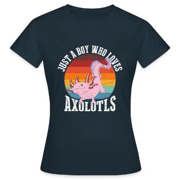 Juste un garçon qui aime les axolotls en rétro - T-shirt Femme - marine - Devant - AI Model Female 172 dark (172cm)