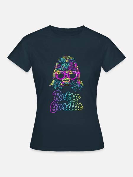 Retro Gorilla - Frauen T-Shirt - Navy