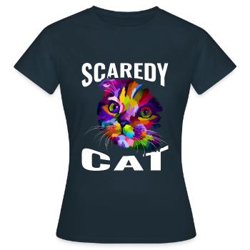 Chat effrayé - T-shirt Femme - marine - Devant - AI Model Female 172 dark (172cm)