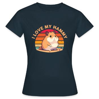 J’aime mon Hamy T-shirt rétro - T-shirt Femme - marine - Devant - AI Model Female 172 dark (172cm)