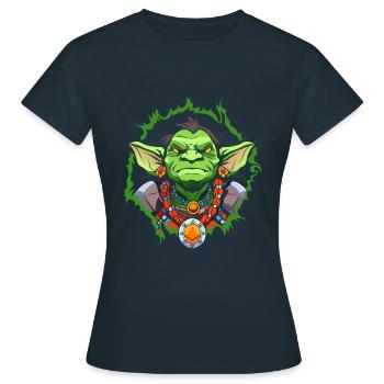 Grüner Kobold - Frauen T-Shirt - Navy - Vorne - AI Model Female 172 dark (172cm)