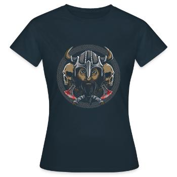 Wikingerkrieger - Frauen T-Shirt - Navy - Vorne - AI Model Female 172 dark (172cm)