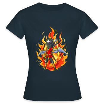 Der gruselige Ritter Grim - Frauen T-Shirt - Navy - Vorne - AI Model Female 172 dark (172cm)