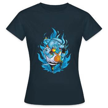 Der kämpfende Hai mit der Eisernen Klaue - Frauen T-Shirt - Navy - Vorne - AI Model Female 172 dark (172cm)