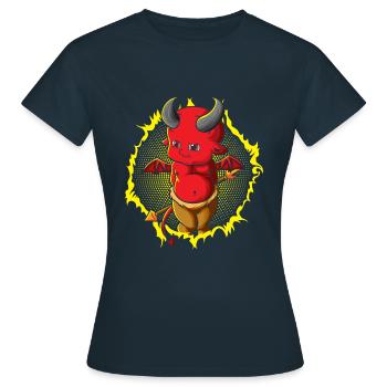 Le petit bébé diable au trident - T-shirt Femme - marine - Devant - AI Model Female 172 dark (172cm)