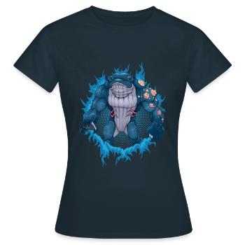 Baleine mutante avec fond en demi-teinte - T-shirt Femme - marine - Devant - AI Model Female 172 dark (172cm)