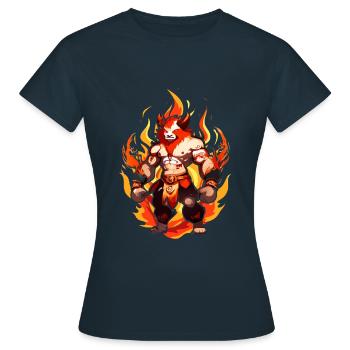 Dämon mit feurigem Flair - Frauen T-Shirt - Navy - Vorne - AI Model Female 172 dark (172cm)