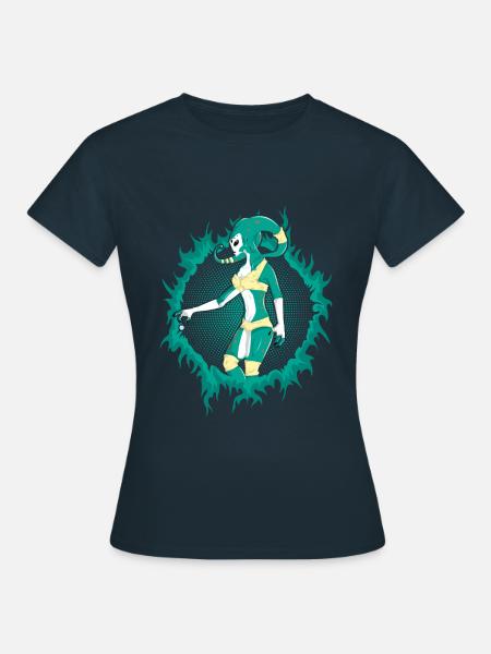 Alien with Halftone Background - Women's T-Shirt - navy