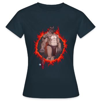 Chien mutant avec fond ardent - T-shirt Femme - marine - Devant - AI Model Female 172 dark (172cm)