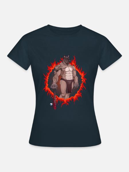 Hunde-Mutant mit feurigem Hintergrund - Frauen T-Shirt - Navy
