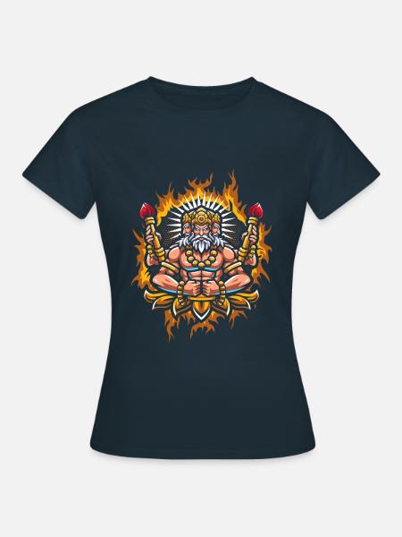 Brahma mit Halbtonfeuer-Hintergrund - Frauen T-Shirt - Navy
